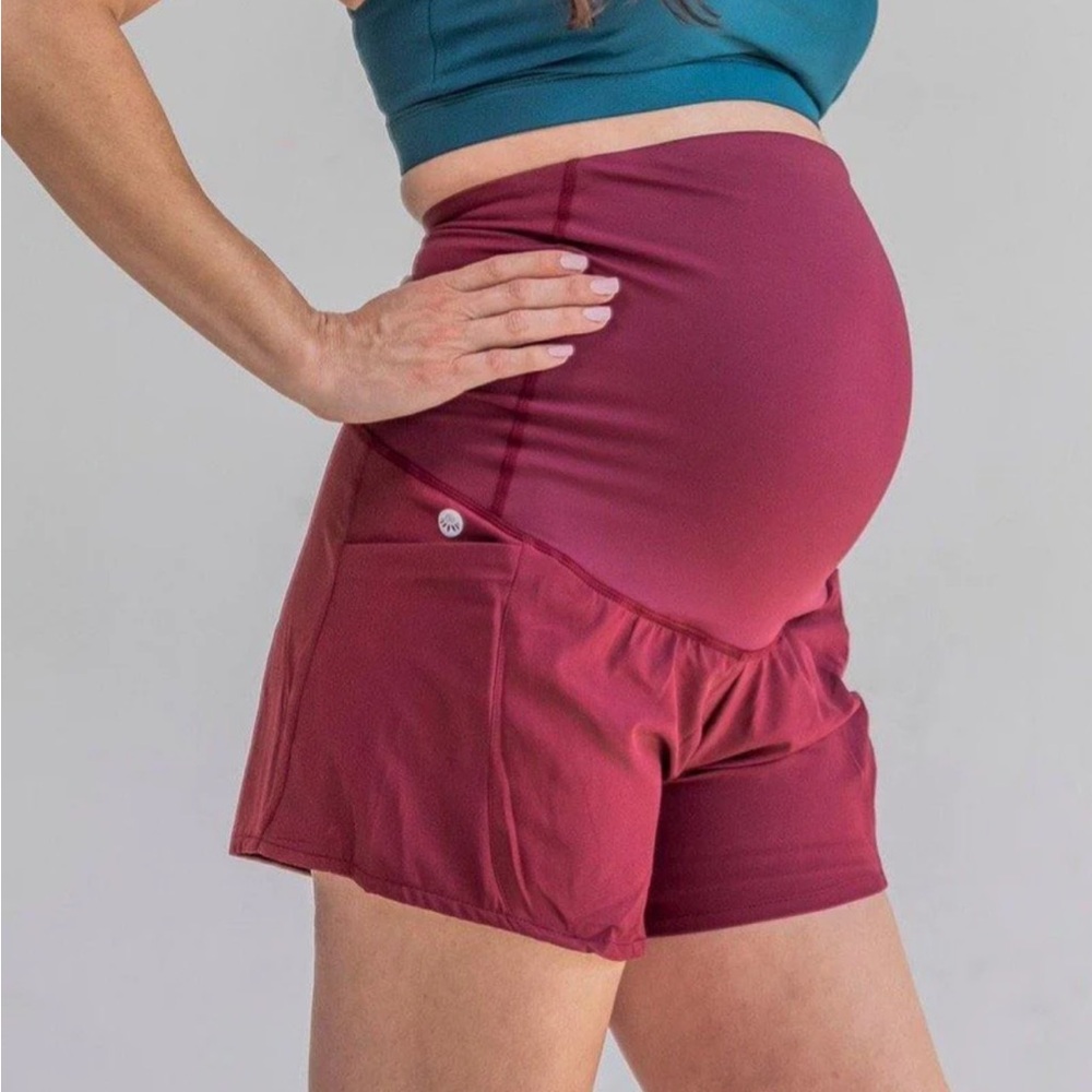 Senita Athletics Maternity Shorts in Deep Red